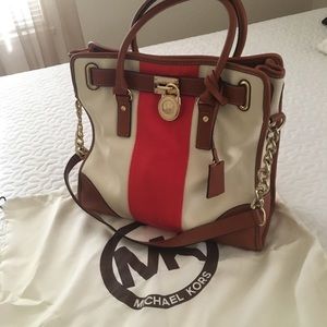Michael Kors canvas/leather satchel w. dust bag